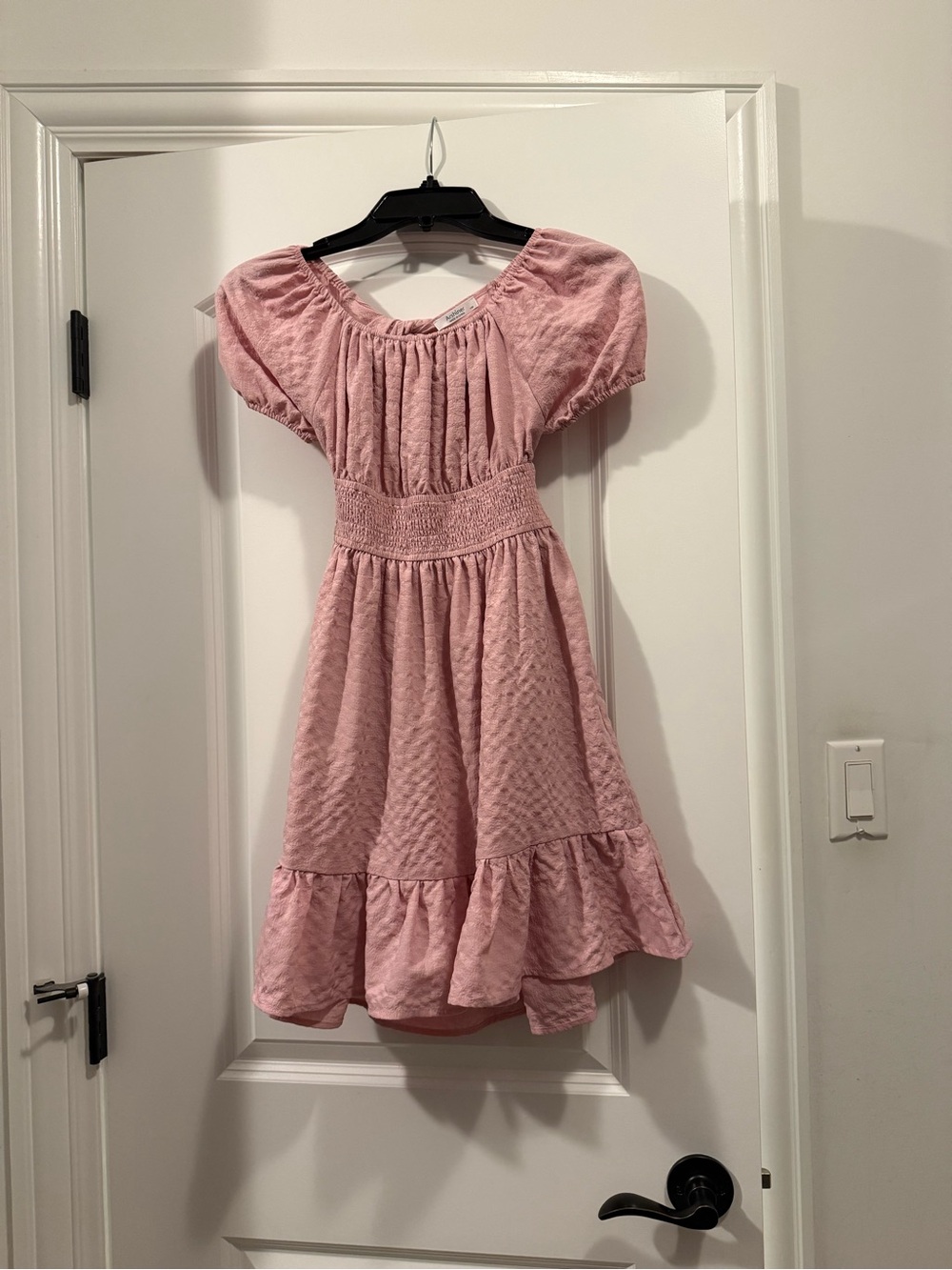 Girls' Dusty Pink Smocked Waist Casual Dress